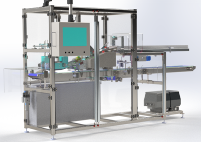 Cellulose bag positioning and fixing line